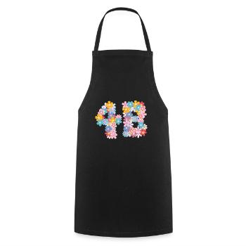 4B Floral Feminist Movement Strength Women - Cooking Apron - black - Front - AI Model Male 185 dark (185cm)
