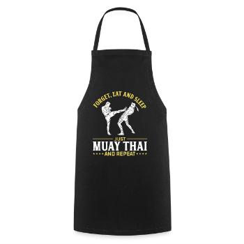 Forget eat and sleep just Muay Thai and repeat - M - Kochschürze - Schwarz - Vorne - AI Model Male 185 dark (185cm)
