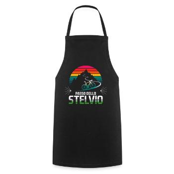 Passo delle Stelvio Radfahren Design - Kochschürze - Schwarz - Vorne - AI Model Male 185 dark (185cm)