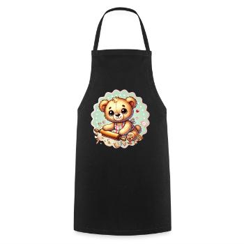 Baking Christmas Teddy – Sweet Festive Joy - Cooking Apron - black - Front - AI Model Male 185 dark (185cm)