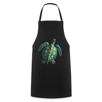 Amoureux des tortues de mer Motif safari animalier - Tablier de cuisine - noir - Devant - AI Model Male 185 dark (185cm)