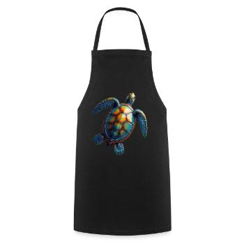 Amoureux des tortues de mer Motif safari animalier - Tablier de cuisine - noir - Devant - AI Model Male 185 dark (185cm)