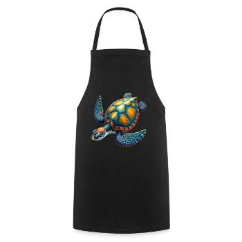 Amoureux des tortues de mer Motif safari animalier - Tablier de cuisine - noir - Devant - AI Model Male 185 dark (185cm)