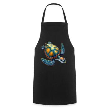 Amoureux des tortues de mer Motif safari animalier - Tablier de cuisine - noir - Devant - AI Model Male 185 dark (185cm)
