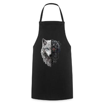 Funny Robot Art Wolf Cyborg Animal AI Wolf - Cooking Apron - black - Front - AI Model Male 185 dark (185cm)