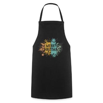 rétro Joyeux Noël Flocon de Neige Cristal de Glace - Tablier de cuisine - noir - Devant - AI Model Male 185 dark (185cm)