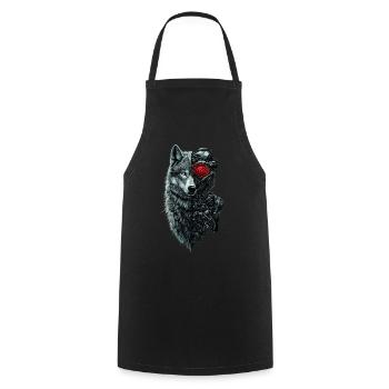 Funny Robot Art Wolf Cyborg Animal AI Wolf - Cooking Apron - black - Front - AI Model Male 185 dark (185cm)