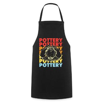 Pottery Ceramics Artist Retro - Cooking Apron - black - Front - AI Model Male 185 dark (185cm)