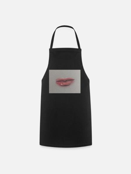 Expressive Lippenkunst auf Graufolie - Kochschürze - Schwarz