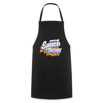 Speech Therapist Rainbow Design - Cooking Apron - black - Front - AI Model Male 185 dark (185cm)