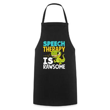 Speech therapist Saurier: Speech therapy is Rawsome - Cooking Apron - black - Front - AI Model Male 185 dark (185cm)