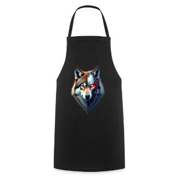 Funny Robot Art Wolf Cyborg Animal AI Wolf - Cooking Apron - black - Front - AI Model Male 185 dark (185cm)
