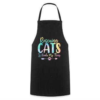 Rescuing Cats Is Kinda My Thing Cat Tie Dye - Cooking Apron - black - Front - AI Model Male 185 dark (185cm)