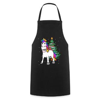 Unicorn Christmas Christmas Teddy Child Kids - Cooking Apron - black - Front - AI Model Male 185 dark (185cm)