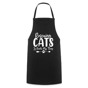 Rescuing Cats Is Kinda My Thing Cat Adopt Funny - Cooking Apron - black - Front - AI Model Male 185 dark (185cm)
