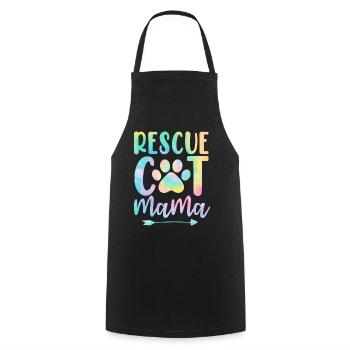 Chat de sauvetage Mama Chat drôle Tie Dye Refuge Foster - Tablier de cuisine - noir - Devant - AI Model Male 185 dark (185cm)