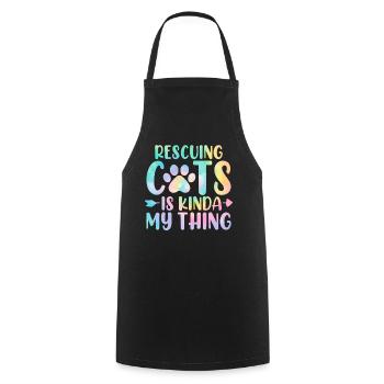 Rescuing Cats Is Kinda My Thing Tie Dye Animal - Cooking Apron - black - Front - AI Model Male 185 dark (185cm)
