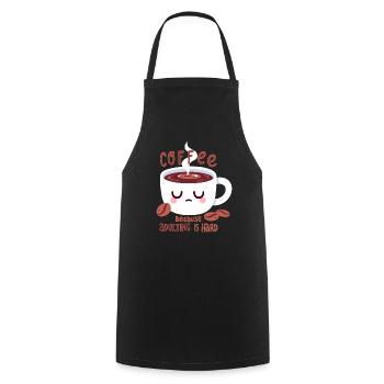 Kaffee, denn erwachsen sein ist hart - Kochschürze - Schwarz - Vorne - AI Model Male 185 dark (185cm)