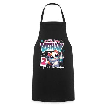 2. Geburtstag Katze Graffiti - Kochschürze - Schwarz - Vorne - AI Model Male 185 dark (185cm)