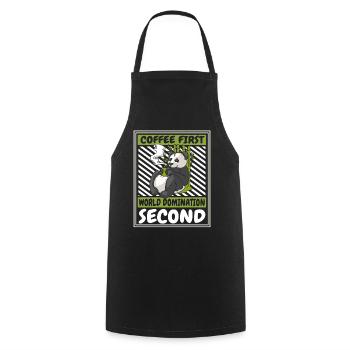 Coffee First World Domination Second Panda Bear - Cooking Apron - black - Front - AI Model Male 185 dark (185cm)