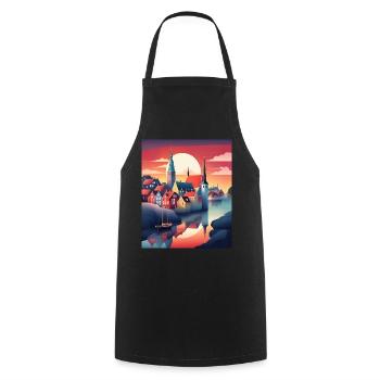 La ville du Danemark - Tablier de cuisine - noir - Devant - AI Model Male 185 dark (185cm)