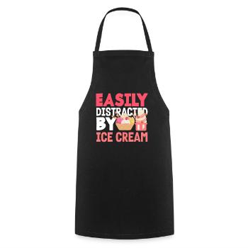 Facilement distrait de la crème glacée pour la crème glacée - Tablier de cuisine - noir - Devant - AI Model Male 185 dark (185cm)