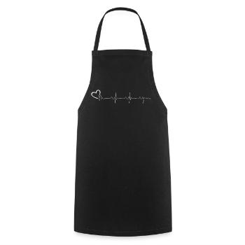 Heartbeat Love Line Art - Cooking Apron - black - Front - AI Model Male 185 dark (185cm)
