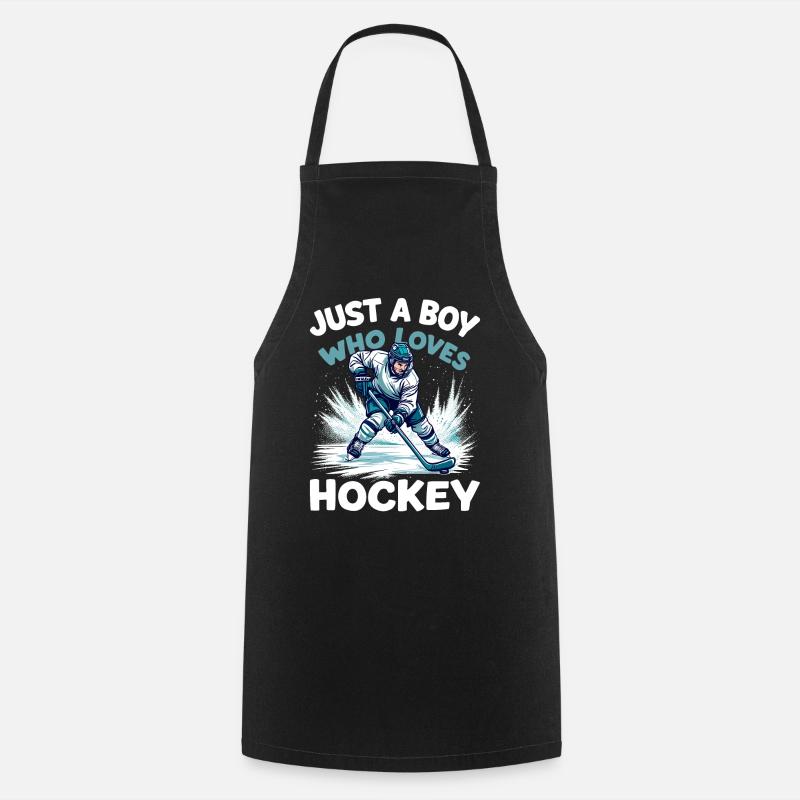 Eishockey, Eishockeyspieler, Junge - Kochschürze - Schwarz