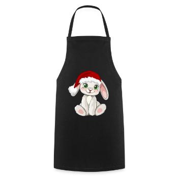 Süßer Hase mit Santa Mütze Weihnachtsmütze - Kochschürze - Schwarz - Vorne - AI Model Male 185 dark (185cm)