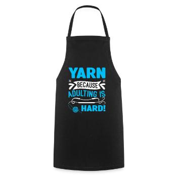 Yarn : Parce qu’être adulte, c’est dur ! - Tablier de cuisine - noir - Devant - AI Model Male 185 dark (185cm)