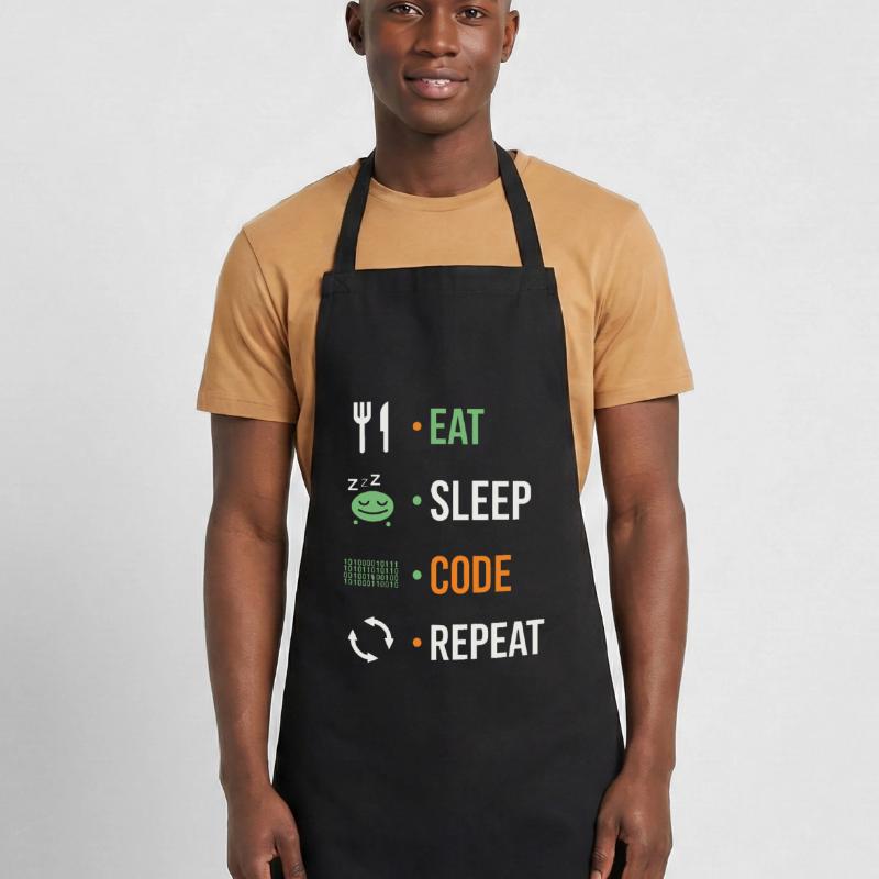 Manger, dormir, coder, répéter. Tablier de cuisine