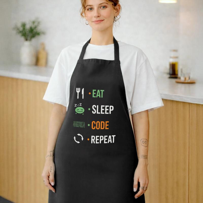 Eat, sleep, code, repeat. Cooking Apron