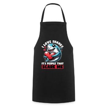 Shark Enthusiast I Love Sharks Marine Biologist - Cooking Apron - black - Front - AI Model Male 185 dark (185cm)
