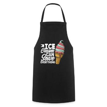 Amateurs de glaces - la crème glacée peut tout résoudre - Tablier de cuisine - noir - Devant - AI Model Male 185 dark (185cm)