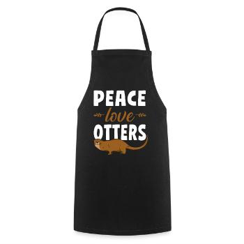 Otter Girl Peace Love Otters - Kochschürze - Schwarz - Vorne - AI Model Male 185 dark (185cm)