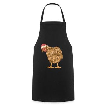 Poulet Père Noël Poule Père Noël Volaille Noël - Tablier de cuisine - noir - Devant - AI Model Male 185 dark (185cm)