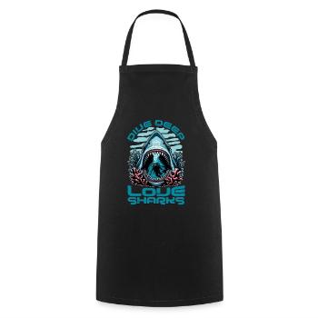 Shark Enthusiast Dive Deep Love Shark Marine Life - Cooking Apron - black - Front - AI Model Male 185 dark (185cm)