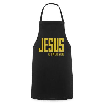 Jesus Comeback – Your Statement of Faith! - Cooking Apron - black - Front - AI Model Male 185 dark (185cm)