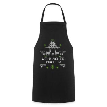 Weihnachtsmuffel, Ugly Christmas - Kochschürze - Schwarz - Vorne - AI Model Male 185 dark (185cm)
