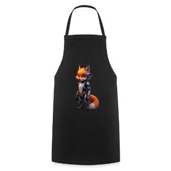 Funny Robot Fox Cyborg Animal Fox Cute Fox - Cooking Apron - black - Front - AI Model Male 185 dark (185cm)