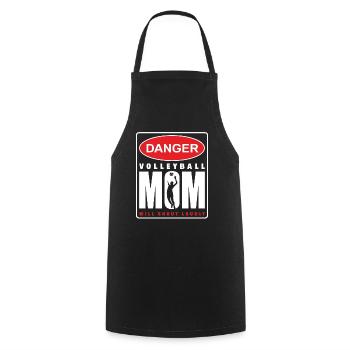 Danger Volleyball Mom Will Scream Loudly - Cooking Apron - black - Front - AI Model Male 185 dark (185cm)