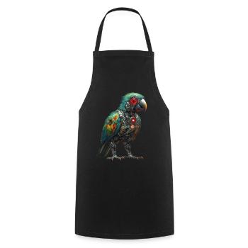 Lustige Roboter Kunst Papagei Cyborg Vogel Parrot - Kochschürze - Schwarz - Vorne - AI Model Male 185 dark (185cm)