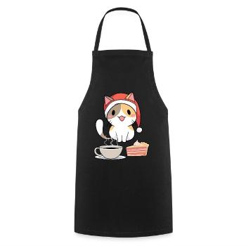Nikolaus Weihnachtsmann Santa Katze Katzen Miau - Kochschürze - Schwarz - Vorne - AI Model Male 185 dark (185cm)