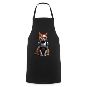 Funny Robot Cat Tech Cats Cyborg Animal Cat - Cooking Apron - black - Front - AI Model Male 185 dark (185cm)