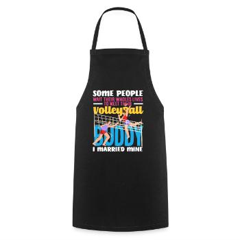 Copain de volley-ball J’ai épousé le mien - Tablier de cuisine - noir - Devant - AI Model Male 185 dark (185cm)