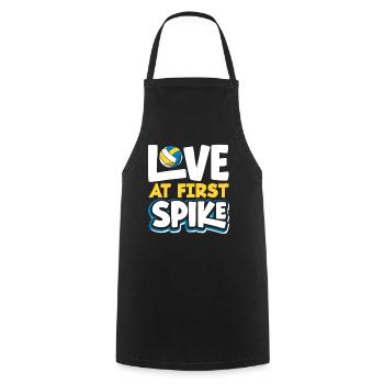 Volleyball Love at First Shot - Cooking Apron - black - Front - AI Model Male 185 dark (185cm)