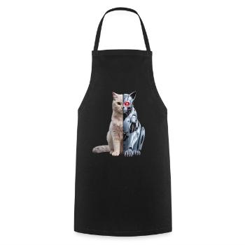 Funny Robot Cat Tech Cats Cyborg Animal Cat - Cooking Apron - black - Front - AI Model Male 185 dark (185cm)
