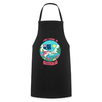 Pêche en Australie - Tablier de cuisine - noir - Devant - AI Model Male 185 dark (185cm)