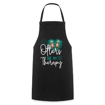 Otter Otters Are My Therapy - Cooking Apron - black - Front - AI Model Male 185 dark (185cm)