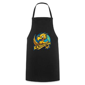 Kazakhstan Eagle Crest Cartoon Flag Gift - Cooking Apron - black - Front - AI Model Male 185 dark (185cm)